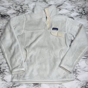 Patagonia Jacket Snap Fleece Polartec Pockets White Women Small Outdoor Camping